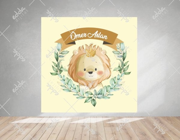 Safari  Aslan Temalı Kare Parti  Afişi