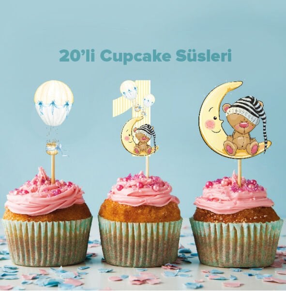 Ayıcık Konseptli Cupcake Süsü