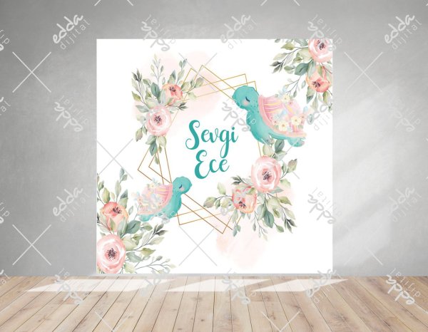 Çiçek Temalı Baby Shower Afişi