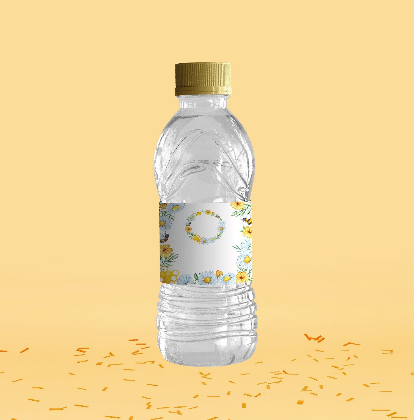 Arı Temalı Su Şişesi Etiketi