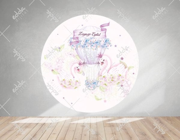 İkiz Kuğu Temalı Doğum Günü Afişi