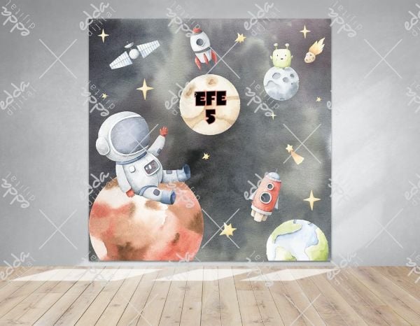 Uzay Temalı Astronot Kare Afiş