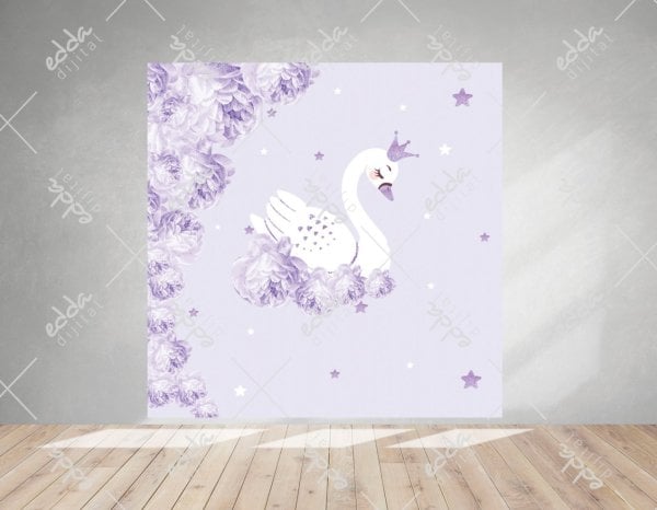 Mor Tek Kuğu Temalı Parti  Afişi