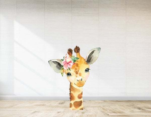 Çiçekli Zürafa Temalı Ayaklı Pano