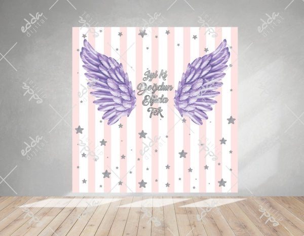 Kuğu Konsept Kanat Temalı Doğum Günü Afişi