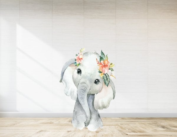 Çiçekli Fil Safari Temalı Ayaklı Pano