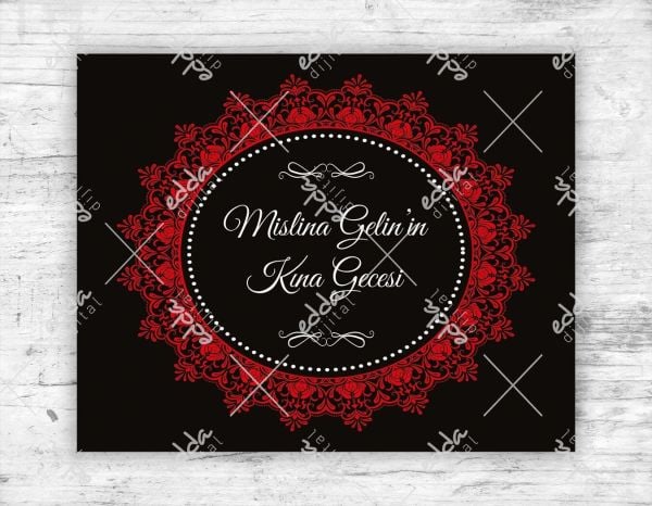 Motifli Kırmızı Kına Pisti Kaplaması