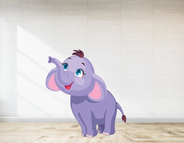 Mor Fil Safari Temalı Ayaklı Pano