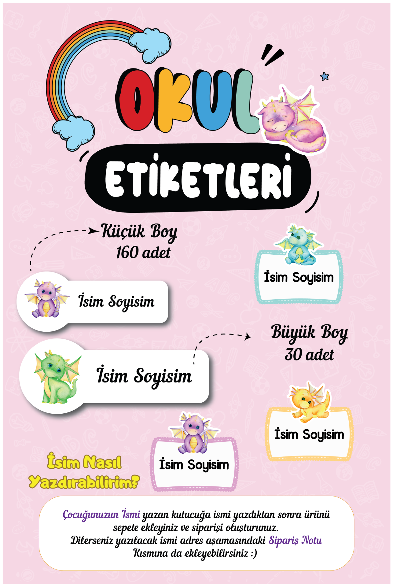 Ejderha Temalı Okul Etiketleri