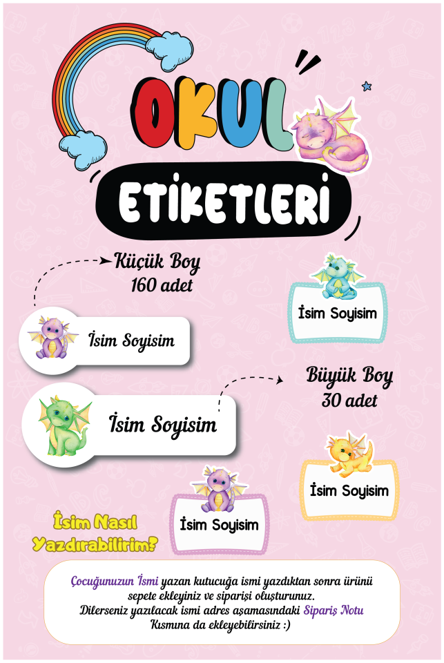 Ejderha Temalı Okul Etiketleri