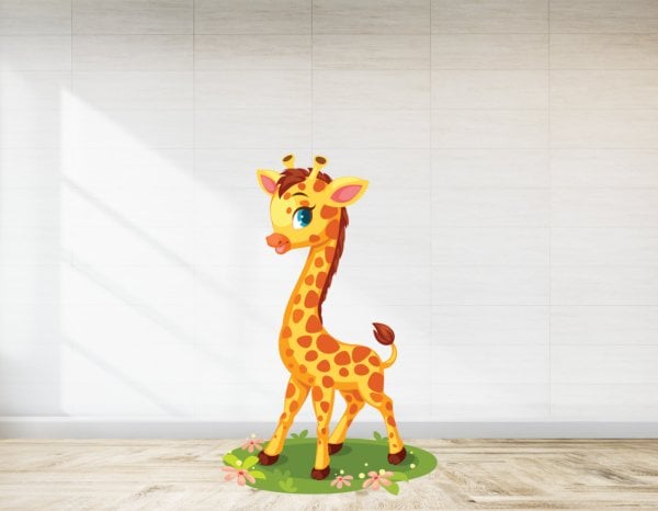 Safari Çiçekli Zürafa  Temalı Ayaklı Pano