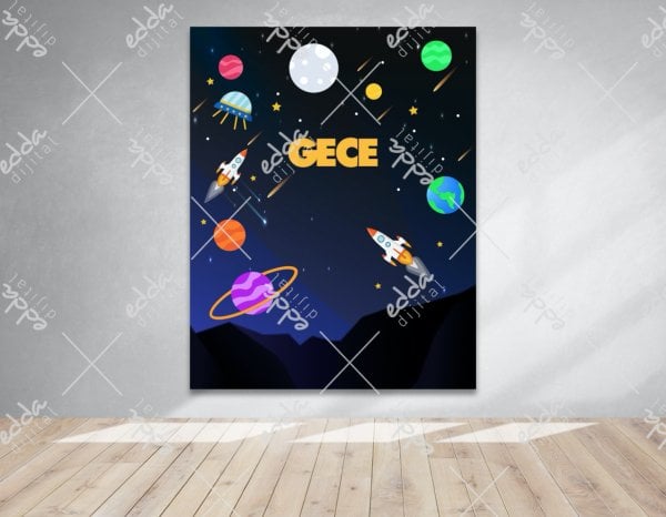 Gezegenler Temalı Doğum Günü Afişi