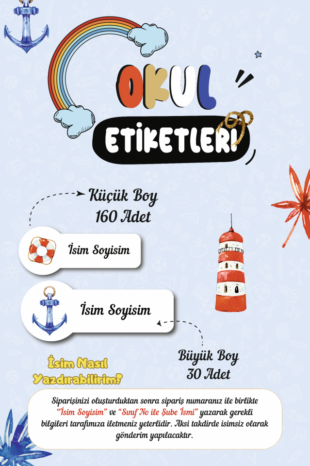 Denizci Temalı Okul Etiketleri