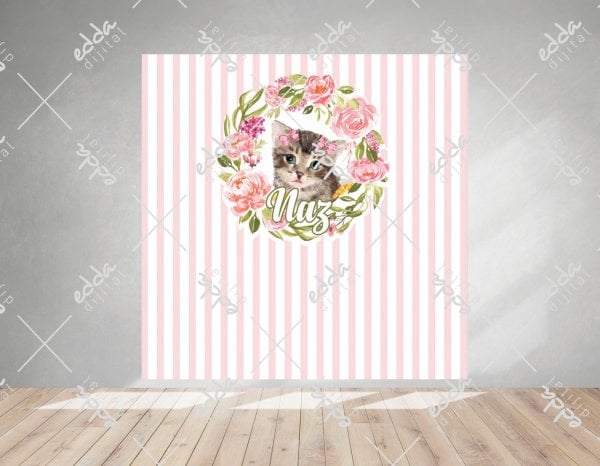 Kedi Temalı Baby Shower Afişi