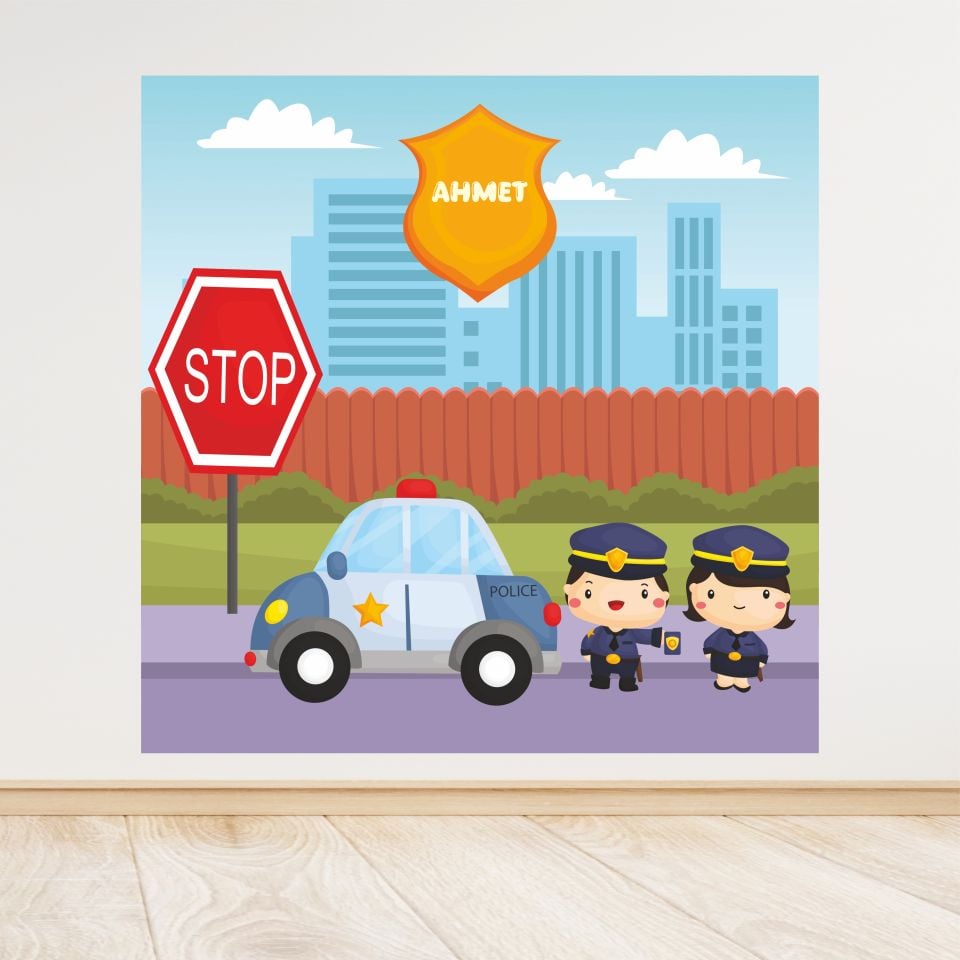 Polis Temalı Doğum Günü Afişi