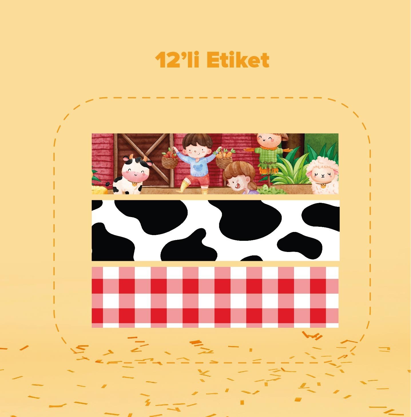 Happy Farm Temalı Su Şişesi Etiketi