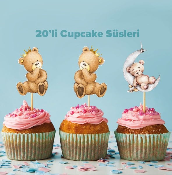 Ayıcık Konseptli Cupcake Süsü
