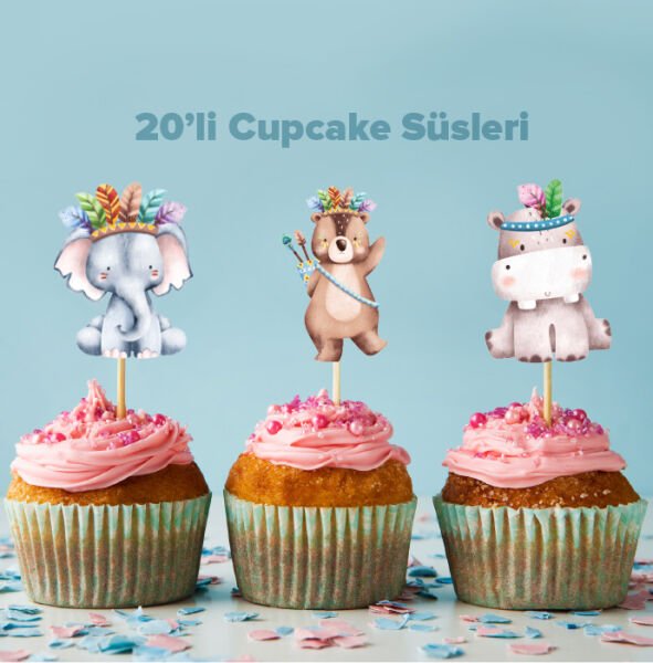 Safari Konseptli Cupcake Süsü