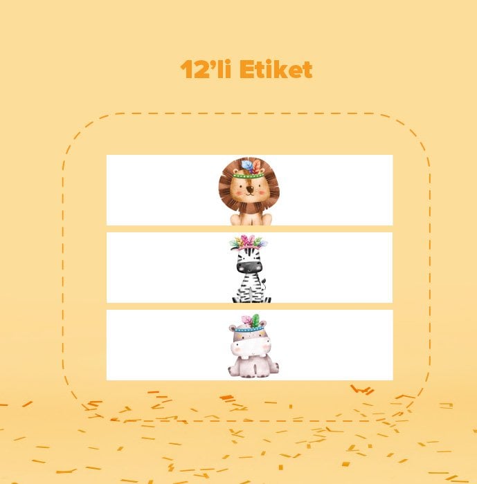 Safari Temalı Su Şişesi Etiketi