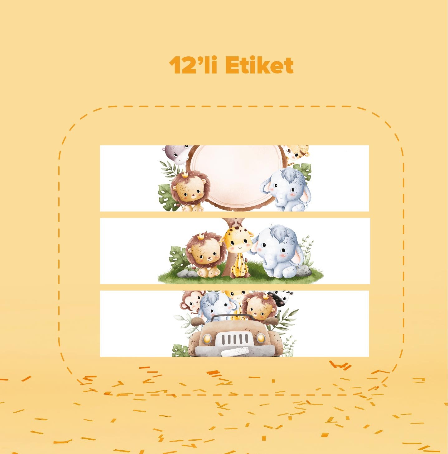 Cute Safari Temalı Su Şişesi Etiketi