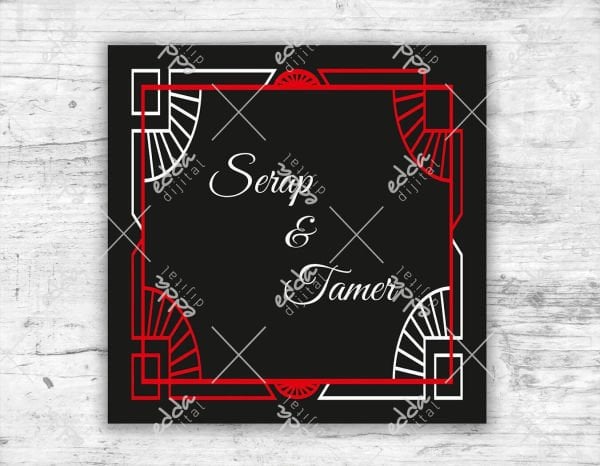 Siyah Zemin Üzerine Kırmızı Kına Pisti Kaplaması