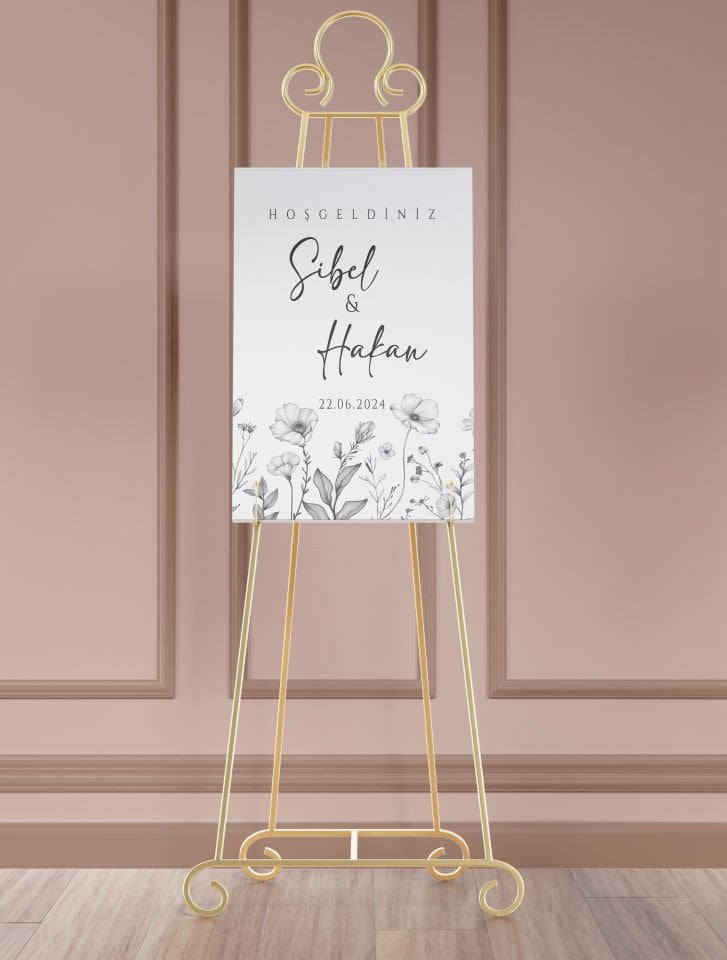 Çiçek Desenli Karşılama Panosu