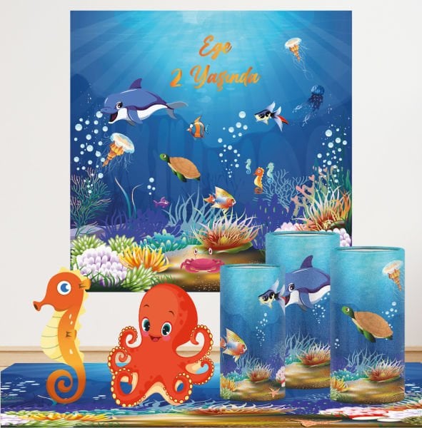 Mavi Deniz Altı Teması Mega 3 Paket