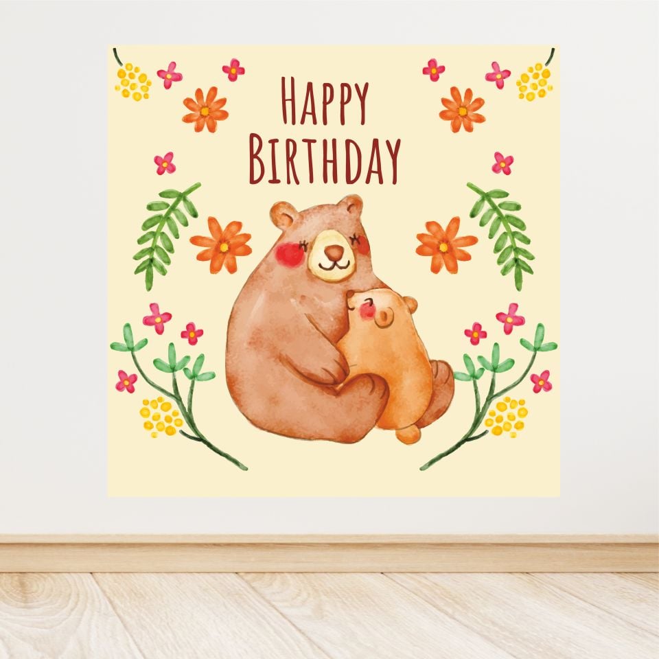 Ayıcık Temalı Doğum Günü Afişi