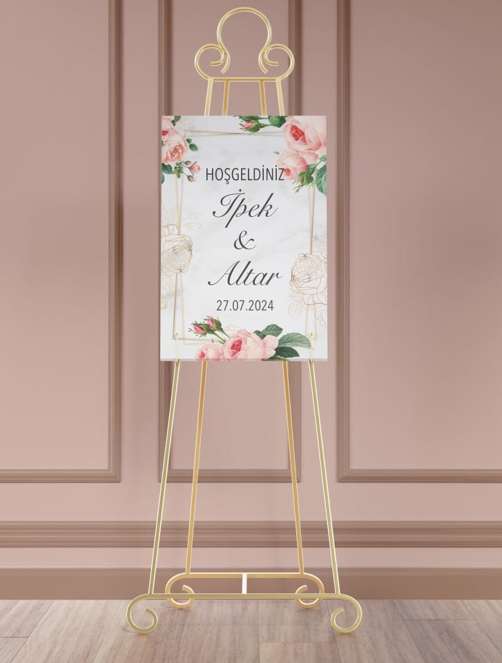 Çiçek Desenli Karşılama Panosu