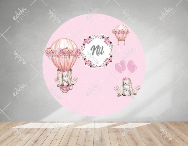 Tavşan ve Balon Temalı Baby Shower Afişi