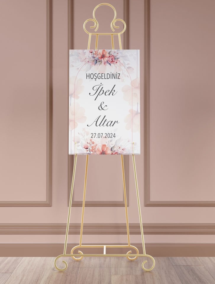 Çiçek Desenli Karşılama Panosu