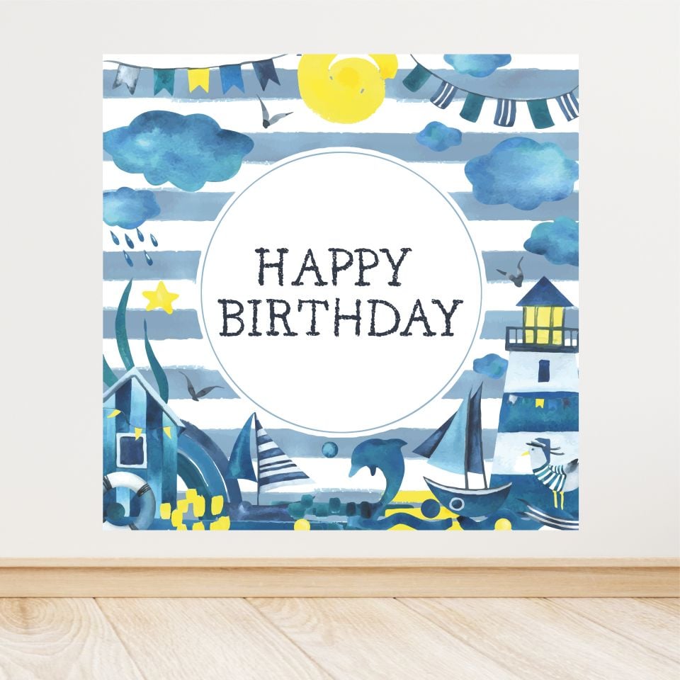 Deniz Temalı Doğum Günü Afişi