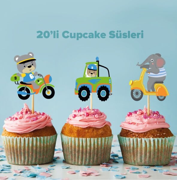 Cute Cars Konseptli Cupcake Süsü