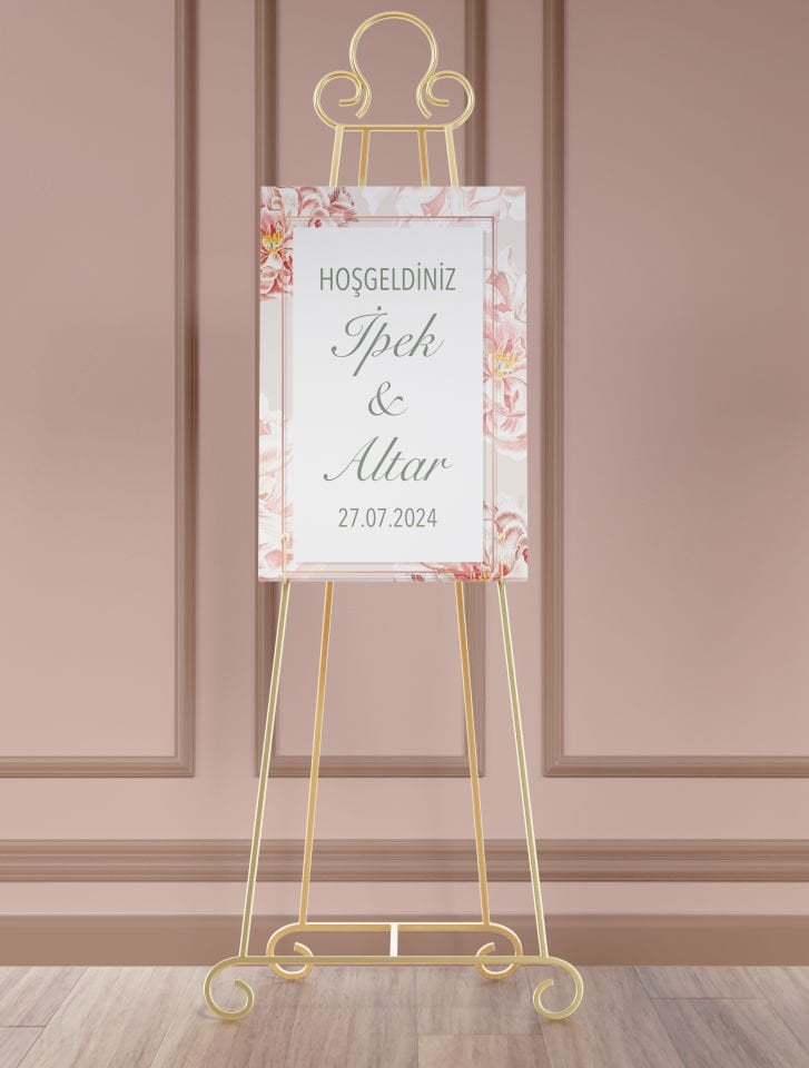Çiçek Desenli Karşılama Panosu