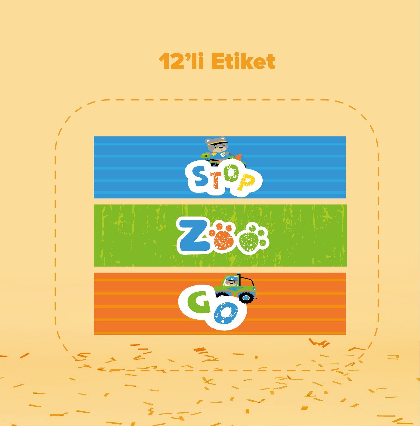 Cute Cars Temalı Su Şişesi Etiketi