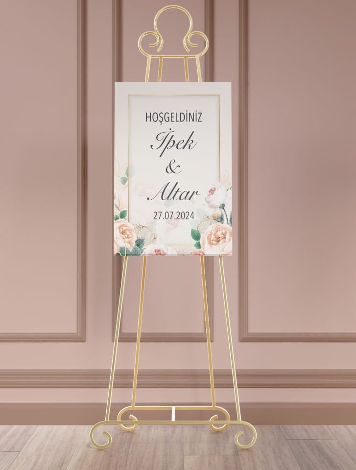 Çiçek Desenli Karşılama Panosu
