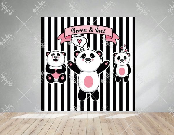 Kalpli Pandalar Kişiye Özel Doğum Günü Afişi