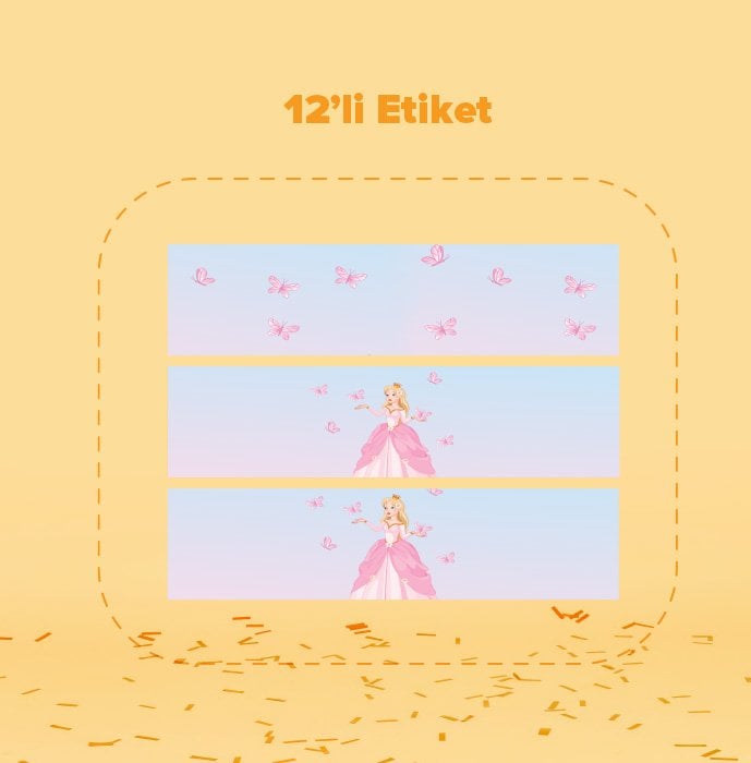 Prenses Temalı Su Şişesi Etiketi