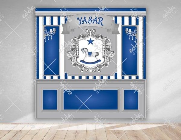 Atlı Karınca Temalı Mavi Doğum Günü Afişi