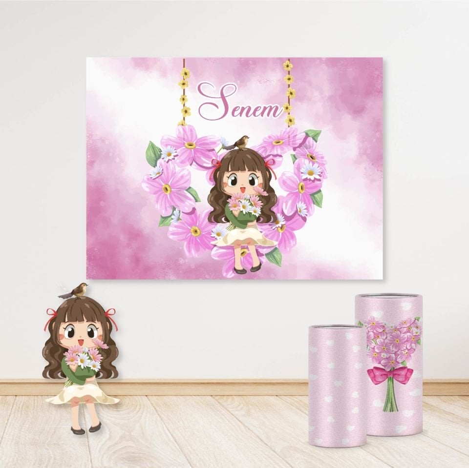 Çiçekli Kız Konseptli Mini 3 Paket