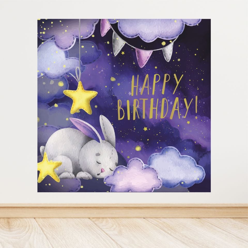 Tavşan Temalı Doğum Günü Afişi