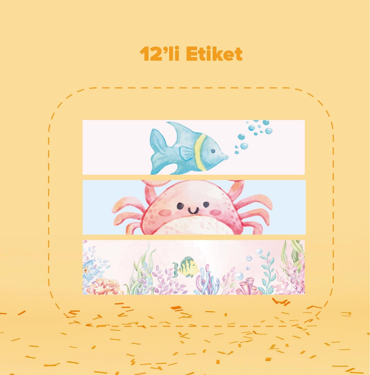 Sevimli Denizaltı Temalı Su Şişesi Etiketi