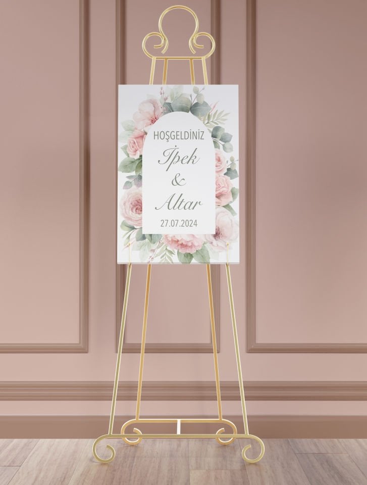 Çiçek Desenli Karşılama Panosu