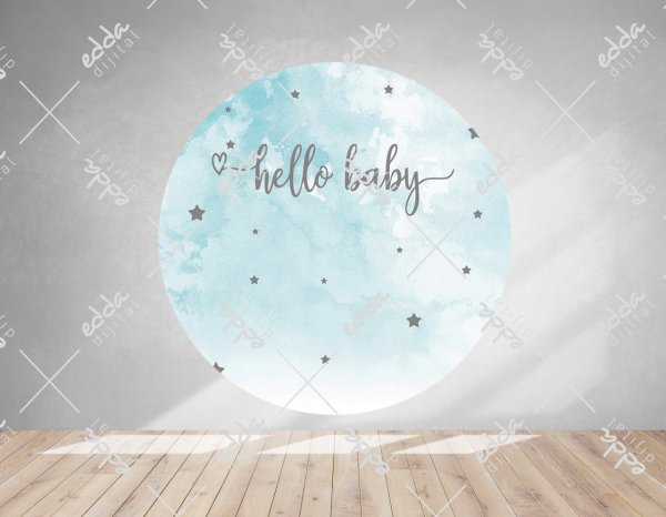 Baby Shower Temalı Yıldızlı Mavi Afiş