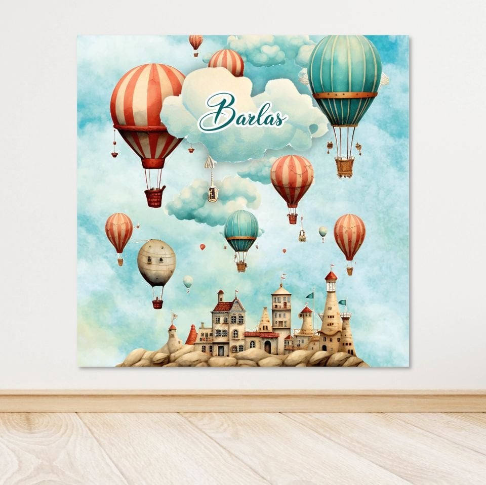 Uçan Balon Temalı Doğum Günü Afişi