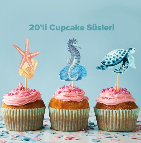 Deniz Altı Konseptli Cupcake Süsü
