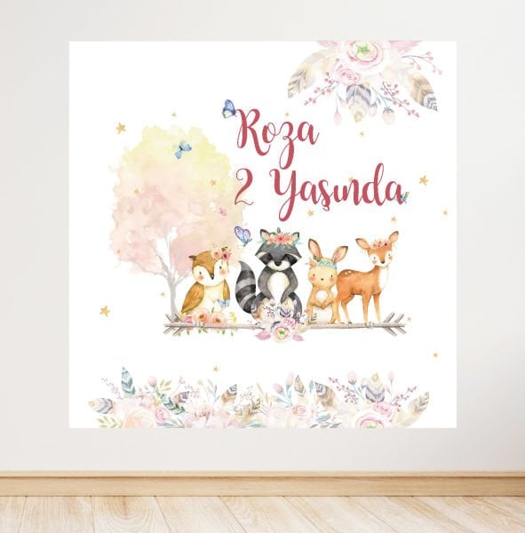 Woodland Konseptli Doğum Günü Afişi