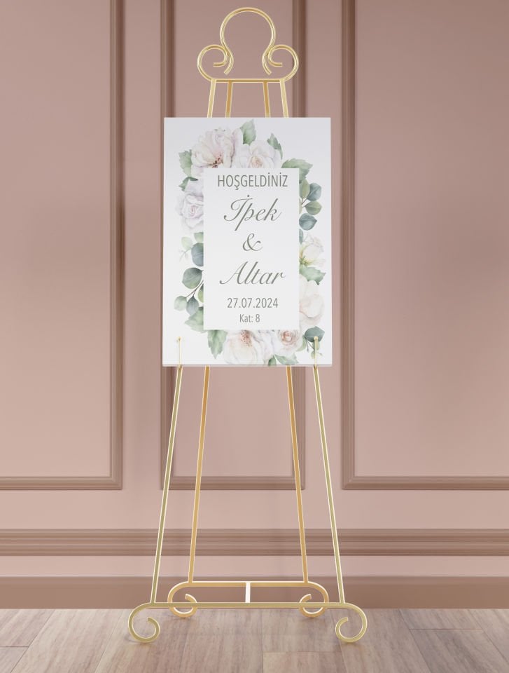 Çiçek Desenli Karşılama Panosu