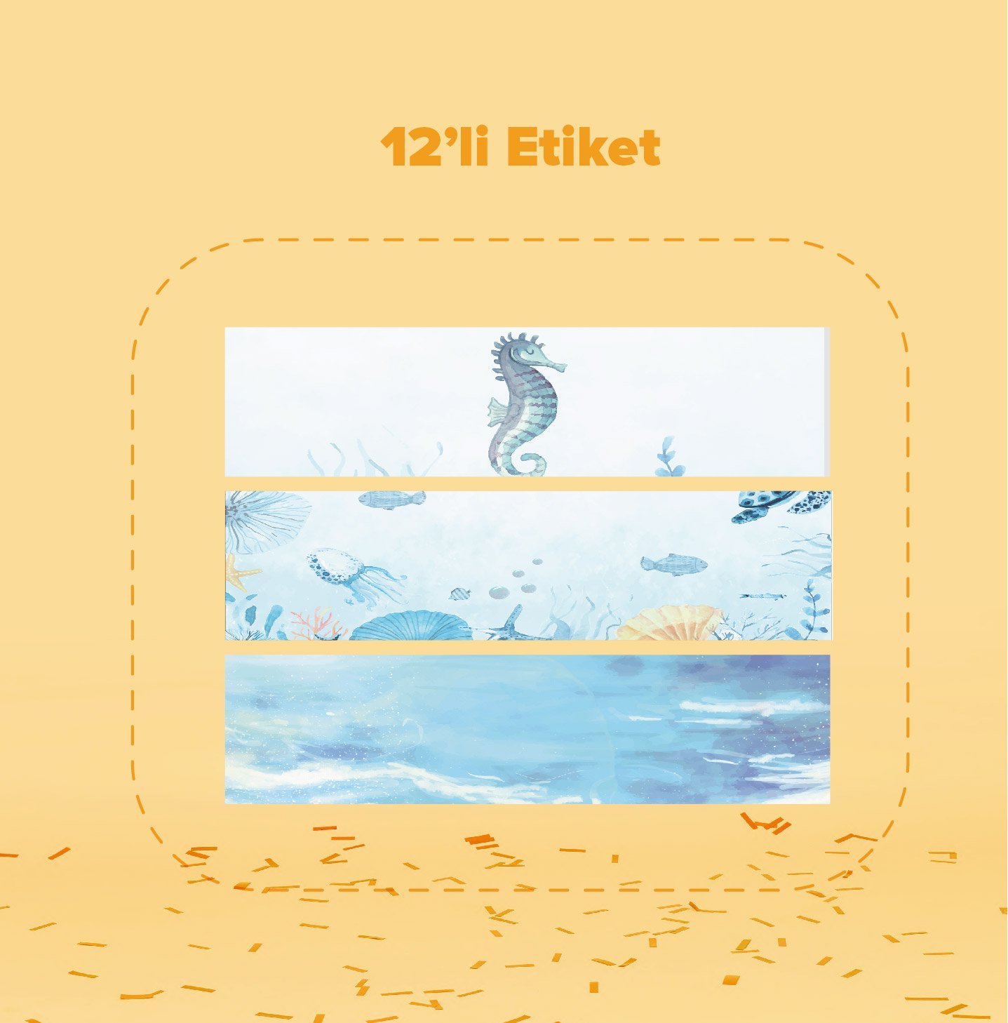 Deniz Altı Temalı Su Şişesi Etiketi