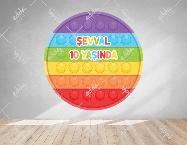 Popit Temalı Renkli Doğum Günü Afişi